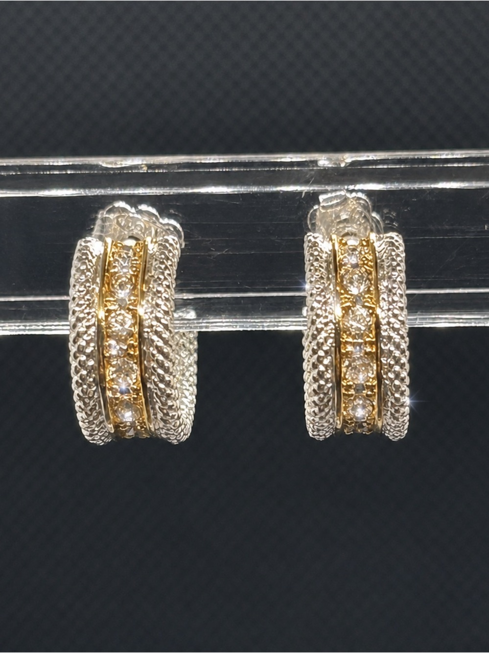 Silver & Gold Crystal Hoop Earrings - Women's Fashion Jewelry